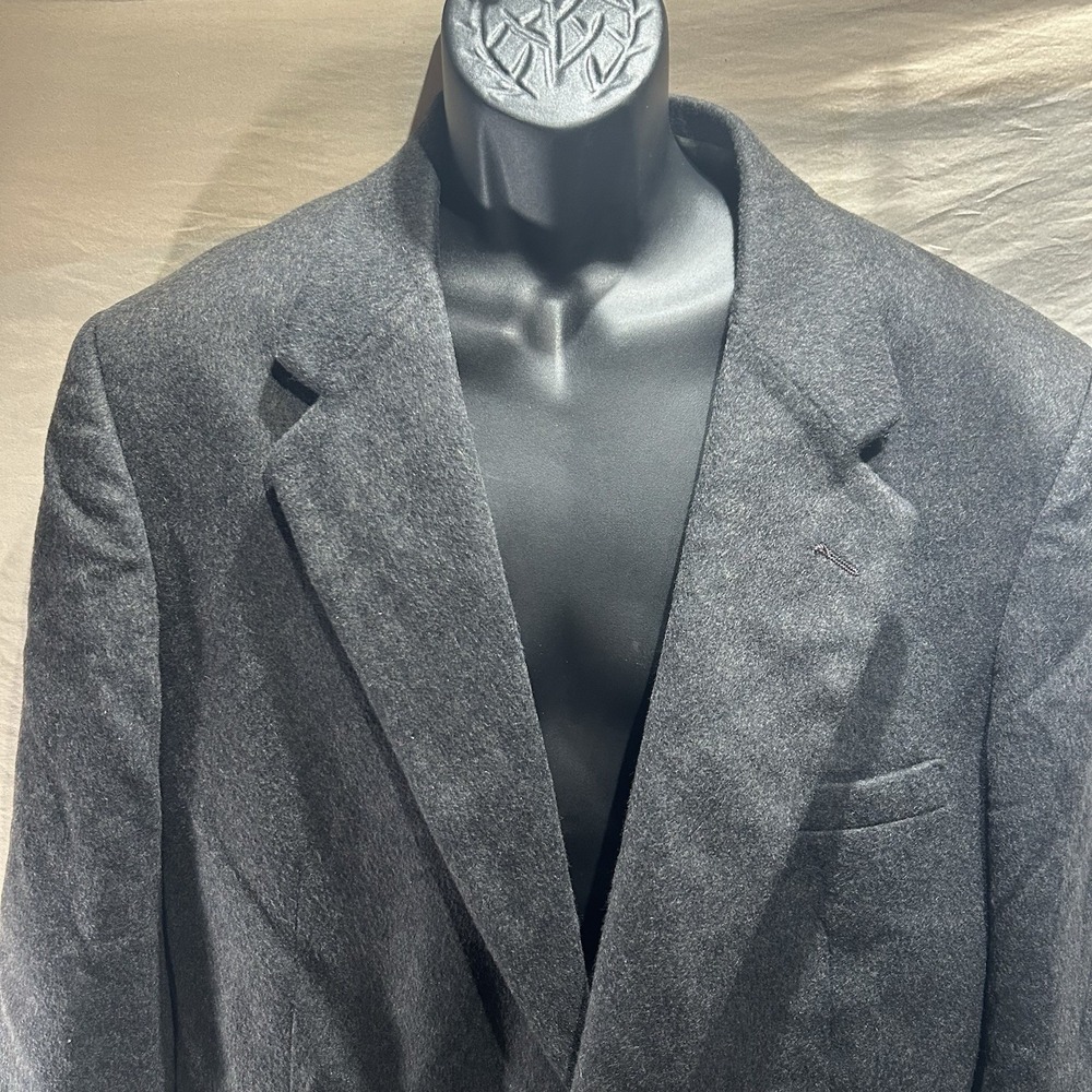 Stanley Blacker Mens 44L Charcoal Grey Wool Camel Hair Blend Blazer